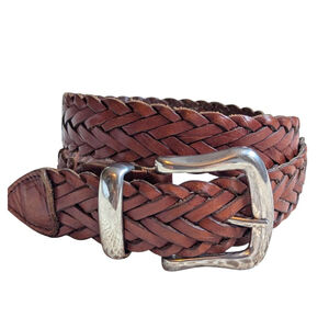 V-Weave Braided Leather Belt - Made in Argentina - Brown - M/L - Artisan Minimal